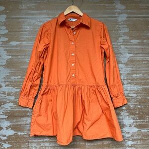 Caryn Lawn Mini Shirt Dress Orange Gameday Casual Preppy Oversized Womens S